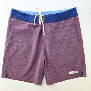 Fair Harbor Swim Trunks Mens 33 Red Blue Performance Board Shorts